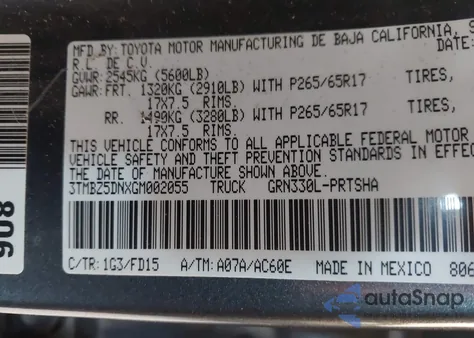 2016 Toyota Tacoma Trd Sport z USA, uszkodzony, nr VIN 3TMBZ5DNXGM002055